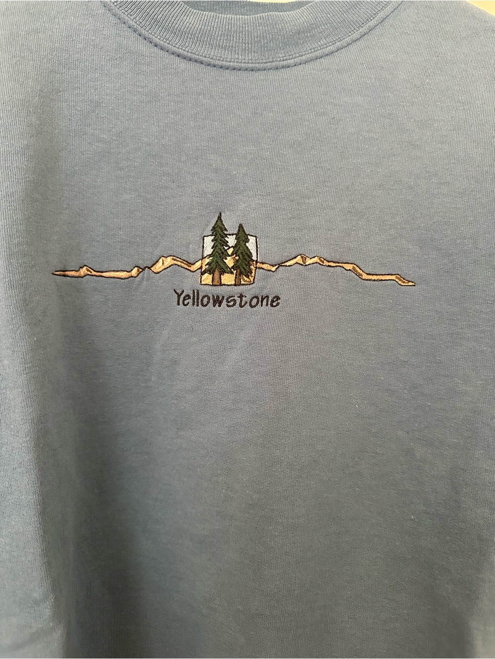 Hanes Men's Slate Blue Crewneck Sweatshirt with Yellowstone Graphic - Picture 2 of 4